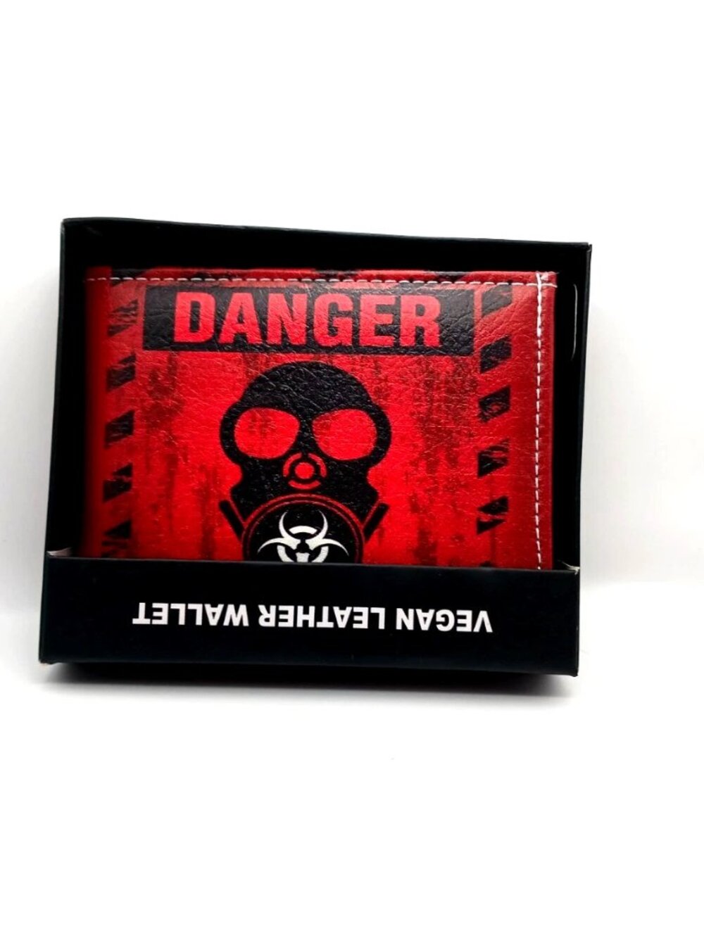 Mens  Wallet Danger Biohazard Graphic Print Bi Fold  Vegan Leather New